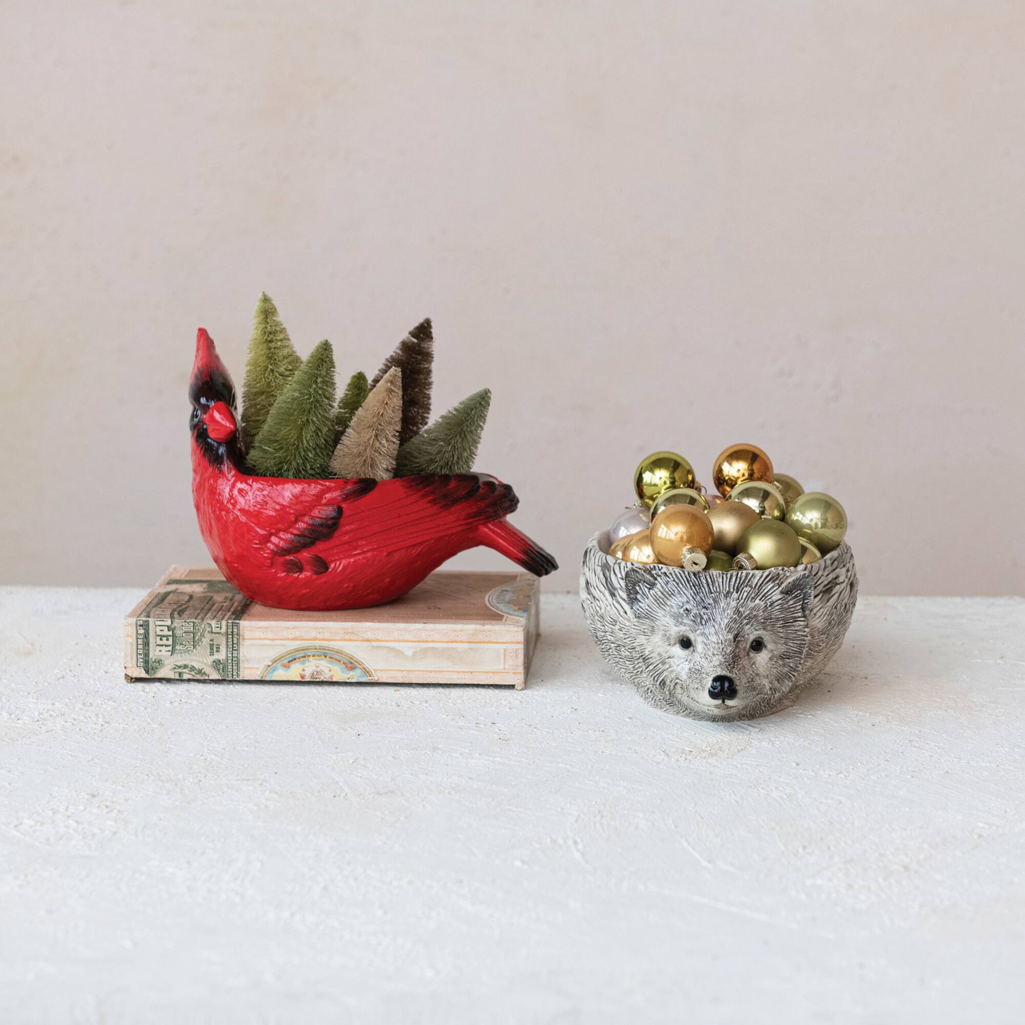 Hello Honey® 8" Red & Black Cardinal Shaped Stoneware Bowl